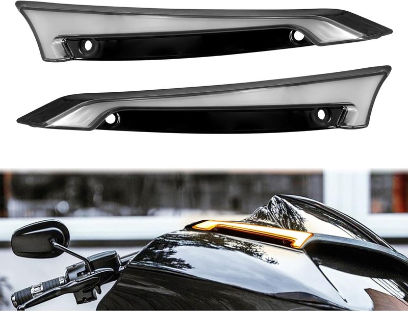 CARGLETRUE Windshield Trim Lights Windscreen Fairing Led Running Light Turn Signals Fit for Harley Touring Road Glide Models 2015-2023 Black - Image 1